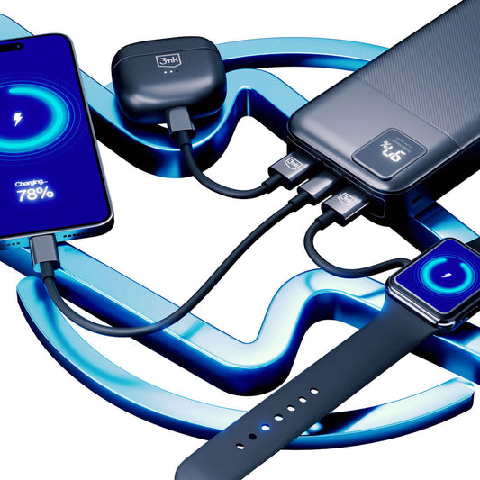 Vanjska baterija 3MK PowerHouse, 20000mAh, 22.5W, QC + PD, 1 x USB-A - 1 x USB-C, Crna