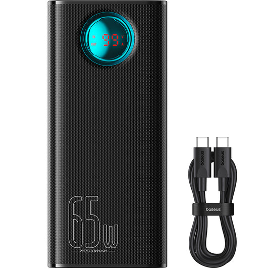Vanjska baterija Baseus Amblight Digital Display, 26800mAh, 65W, QC + PD, 1 x USB-C - 4 x USB-A, Crna P10022402113-00
