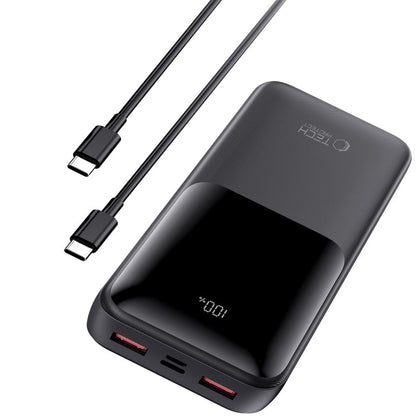 Eksterna baterija Tech-Protect PB02, 20000mAh, 22.5W, QC + PD, 1 x USB-C - 2 x USB-A, Crna