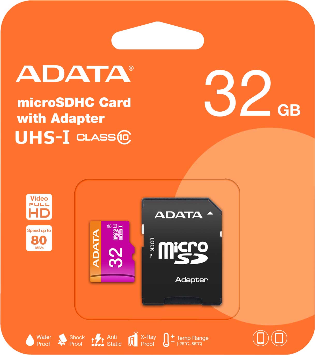 Memorijska kartica microSDHC Adata, 32Gb, Klasa 10 / UHS-1 U1, s adapterom AUSDH32GUICL10-RA1